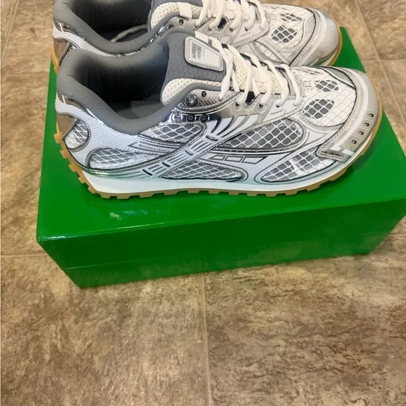 Bottega Veneta Silver and White Athletic Shoes - Picture 3 of 5